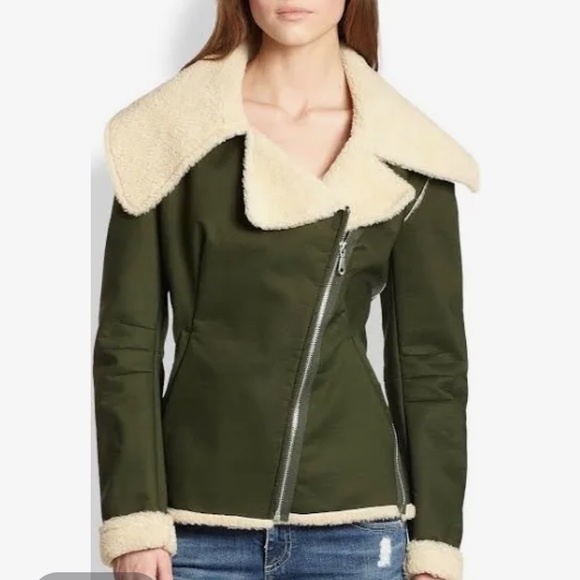 Quin green faux Shearling Moro bomber jacket size S